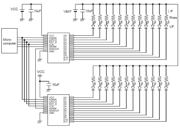 Application circuit for two cascaded BD8105FVs Application circuit for two cascaded BD8105FVs